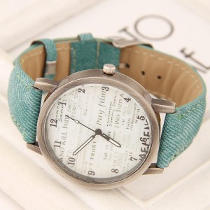 Vintage Fashion Characters Dial Design Wrist Watch - Green