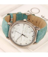 Vintage Fashion Characters Dial Design Wrist Watch - Green