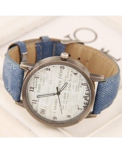 Vintage Fashion Characters Dial Design Wrist Watch - Blue