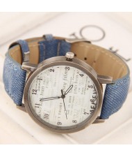 Vintage Fashion Characters Dial Design Wrist Watch - Blue