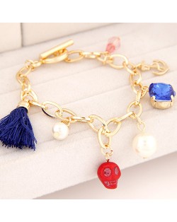 Red Skull Pendant Tassel Fashion Bracelet