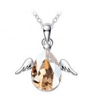 Cute Happy Angel Austrian Crystal Platinum Plating Alloy Necklace - Golden Yellow