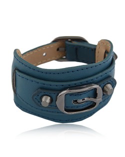 Belt Buckle Design Fashion Bracelet - Ink Blue