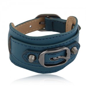 Belt Buckle Design Fashion Bracelet - Ink Blue