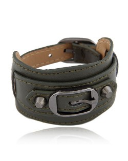 Belt Buckle Design Fashion Bracelet - Ink Green