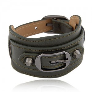 Belt Buckle Design Fashion Bracelet - Ink Green