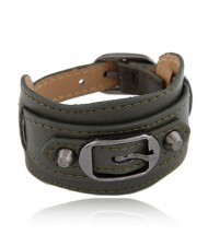 Belt Buckle Design Fashion Bracelet - Ink Green