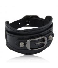 Belt Buckle Design Fashion Bracelet - Black