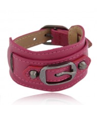 Belt Buckle Design Fashion Bracelet - Rose
