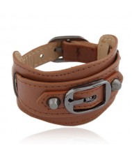 Belt Buckle Design Fashion Bracelet - Brown