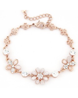 Opal Sunflower and Butterfly Fashion Bracelet - White