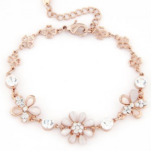 Opal Sunflower and Butterfly Fashion Bracelet - White