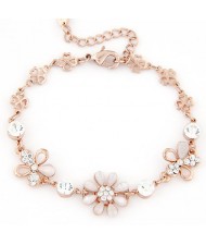 Opal Sunflower and Butterfly Fashion Bracelet - White
