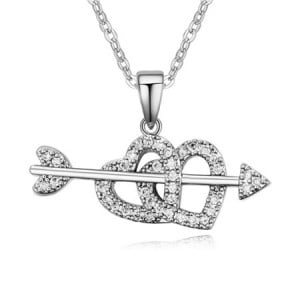 Arrow in the Hearts Pendant Necklace - Silver