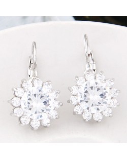 Korean Fashion Cubic Zirconia Sunflower Earrings - Transparent