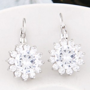 Korean Fashion Cubic Zirconia Sunflower Earrings - Transparent