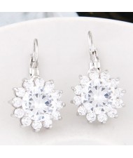 Korean Fashion Cubic Zirconia Sunflower Earrings - Transparent