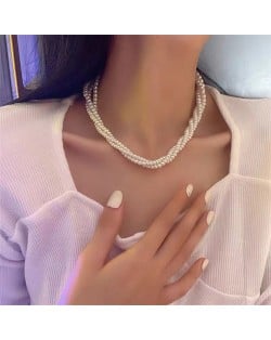 Multiple Layer Pearl Fashion Chunky Necklace