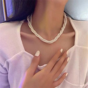 Multiple Layer Pearl Fashion Chunky Necklace