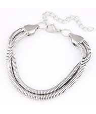 High Fashion Simple Snake Chain Bracelet - Silver