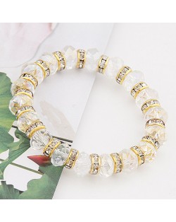 Delicate Rhinestone Inlaid Crystal Beads Bracelet - Transparent