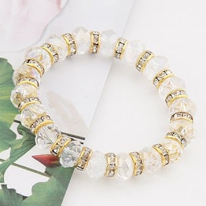 Delicate Rhinestone Inlaid Crystal Beads Bracelet - Transparent