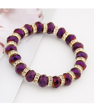 Delicate Rhinestone Inlaid Crystal Beads Bracelet - Purple