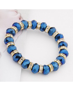 Delicate Rhinestone Inlaid Crystal Beads Bracelet - Royal Blue