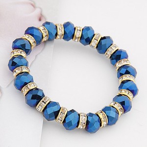 Delicate Rhinestone Inlaid Crystal Beads Bracelet - Royal Blue