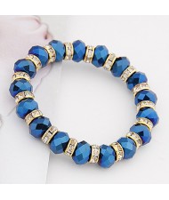 Delicate Rhinestone Inlaid Crystal Beads Bracelet - Royal Blue