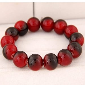 Korean Fashion Glass Beads Bracelet - Red
