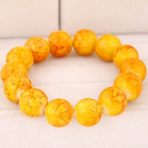 Korean Fashion Glass Beads Bracelet - Yellow