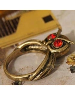 Vintage Red Gem Eyes Style Night Owl Ring