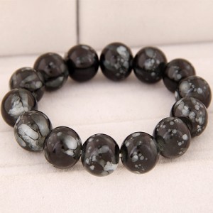 Korean Fashion Glass Beads Bracelet - Black