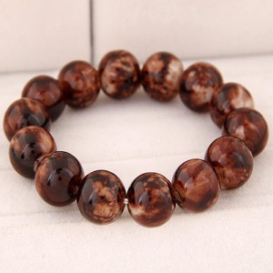 Korean Fashion Glass Beads Bracelet - Brown
