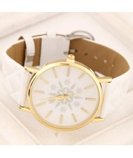 Korean Fashion Snowflake Theme Women Casual Watch - White
