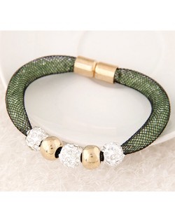 Rhinestone Beads Decorated Stardust Bracelet - Green