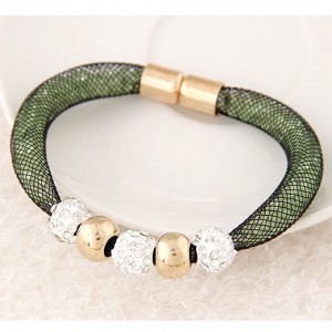 Rhinestone Beads Decorated Stardust Bracelet - Green