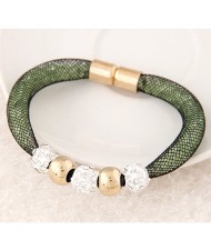 Rhinestone Beads Decorated Stardust Bracelet - Green