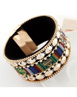 Dual Rows Rivets with Gradiant Colors Magnet Bangle