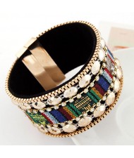Dual Rows Rivets with Gradiant Colors Magnet Bangle