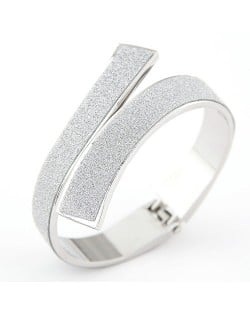 Matting Surface Open Style Fashion Bangle - Silver