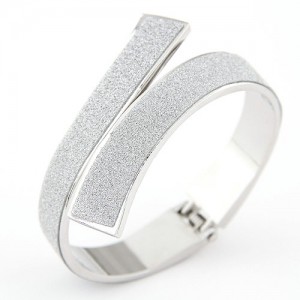 Matting Surface Open Style Fashion Bangle - Silver
