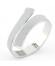 Matting Surface Open Style Fashion Bangle - Silver