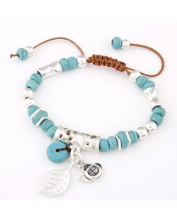 Chinese Blessing Lucky Beads Handmade Bracelet - Blue