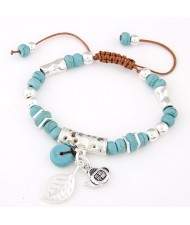 Chinese Blessing Lucky Beads Handmade Bracelet - Blue