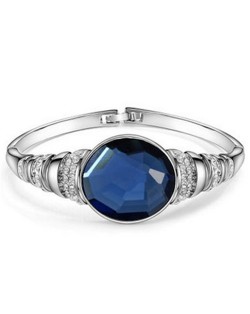 Rhinestone and Glass Embeded Office Lady Fashion Bracelet - Silver
