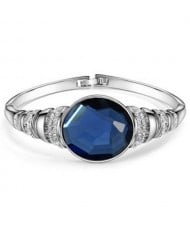 Rhinestone and Glass Embeded Office Lady Fashion Bracelet - Silver