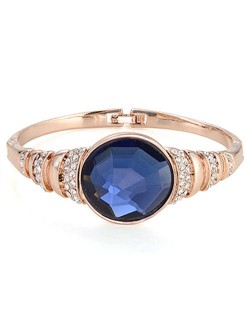 Rhinestone and Glass Embeded Office Lady Fashion Bracelet - Golden
