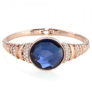 Rhinestone and Glass Embeded Office Lady Fashion Bracelet - Golden